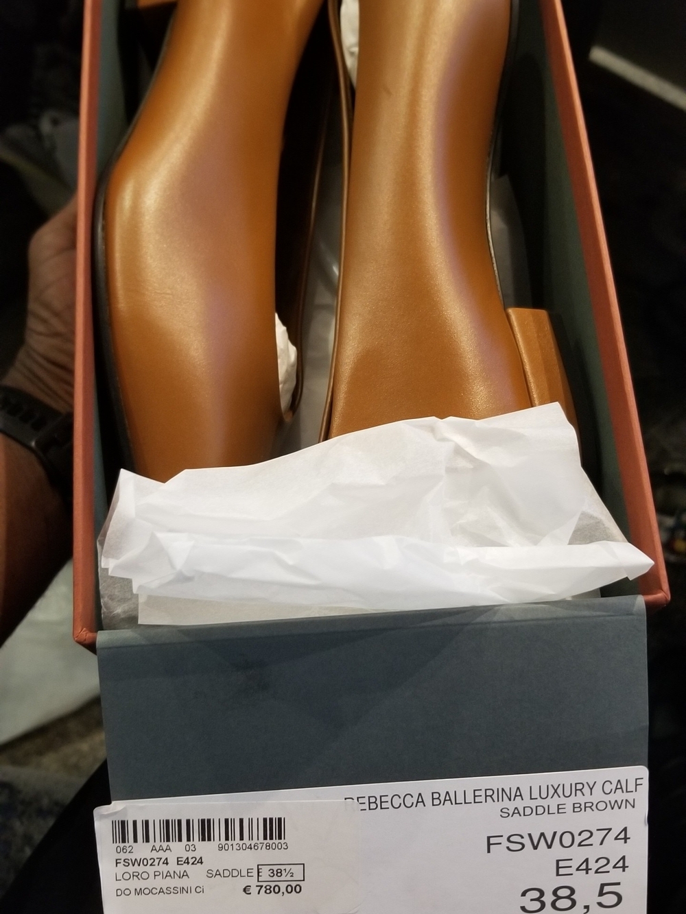 Loro Piana Saddle Brown Calfskin Ballerina Flats